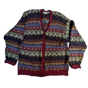 Vintage Lucia Ramie Cotton Cardigan – XL Multi Fair Isle Floral READ